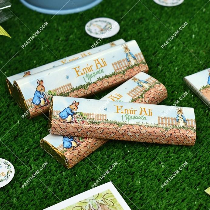 Peter Rabbit Doğum Günü Baton Çikolata ve Çikolata Bandı