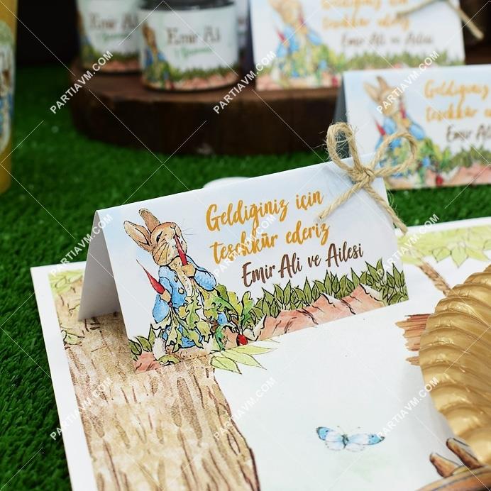 Peter Rabbit Doğum Günü Karton Mini Teşekkür Kartı 8 Adet