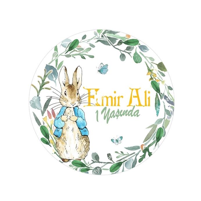 Peter Rabbit Doğum Günü Yuvarlak Etiket 7,5cm 10 Adet