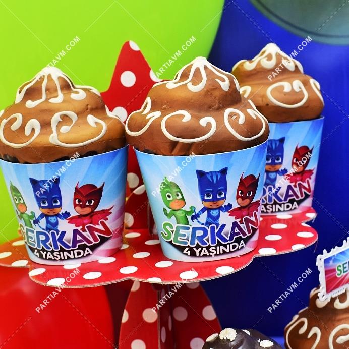 Pijamaskeliler Doğum Günü Cupcake Sargısı 10 Adet