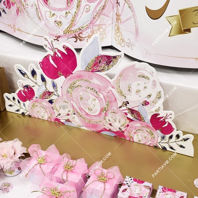 Prenses Masalı Doğum Günü 50x25 cm Dekor Pano Çiçek