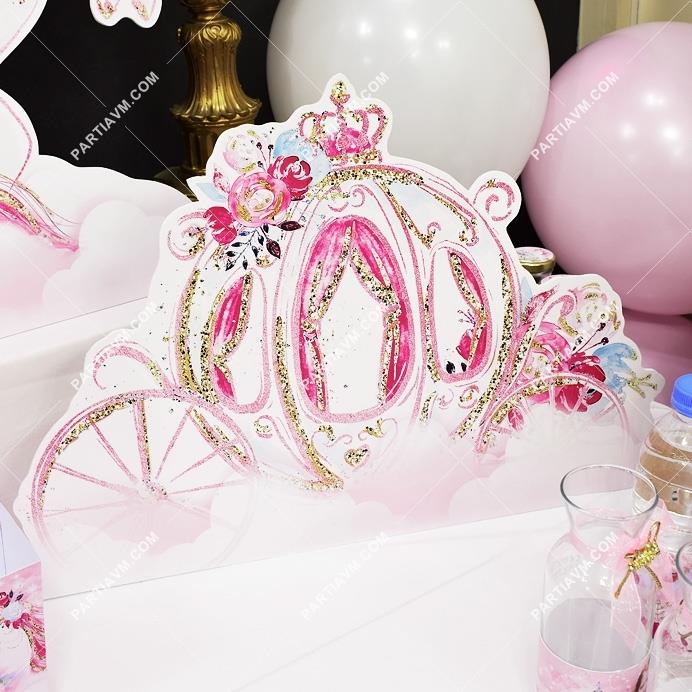 Prenses Masalı Doğum Günü 50x35 cm Dekor Pano At Arabası