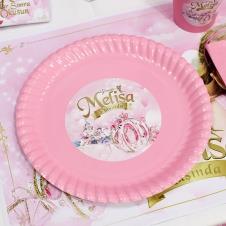 Partiavm Prenses Masalı Doğum Günü Etiketli Karton Tabak 5 Adet