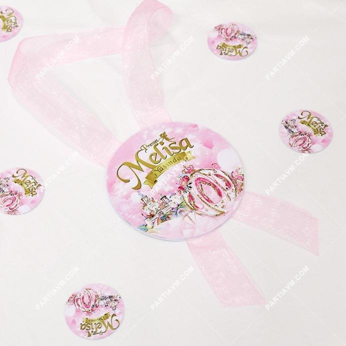 Prenses Masalı Doğum Günü Karton Sunum Etiketi Kurdele Askılı 5 Adet