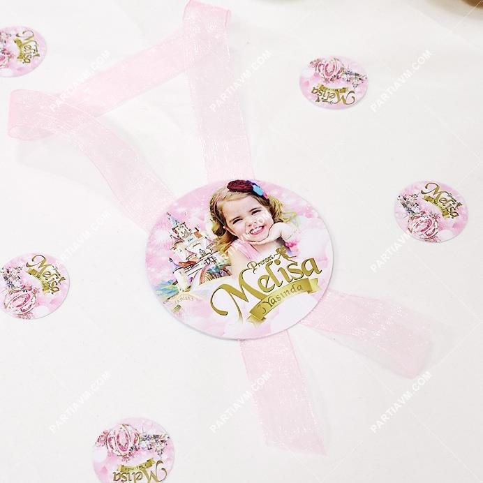Prenses Masalı Doğum Günü Karton Sunum Etiketi Kurdele Askılı 5 Adet