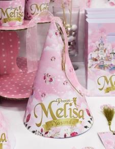 Partiavm Prenses Masalı Doğum Günü Parti Şapkası Süslemeli 5 Adet