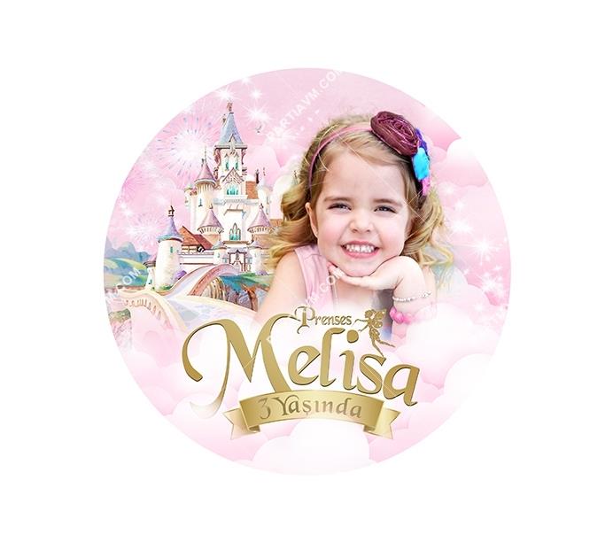 Prenses Masalı Doğum Günü Yuvarlak Etiket 7.5 cm 10 Adet