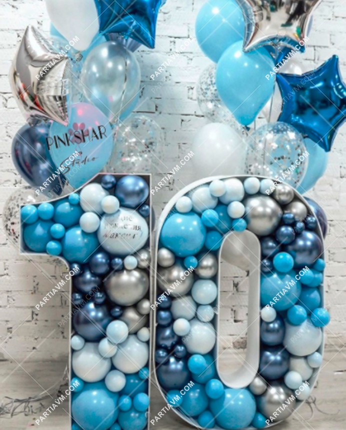 RBS3-19 Frozen Elsa Tema Dev Rakam Balon Standı Seti 120cm (Tek Rakam 1 den 9 a Yaş Seçimli)