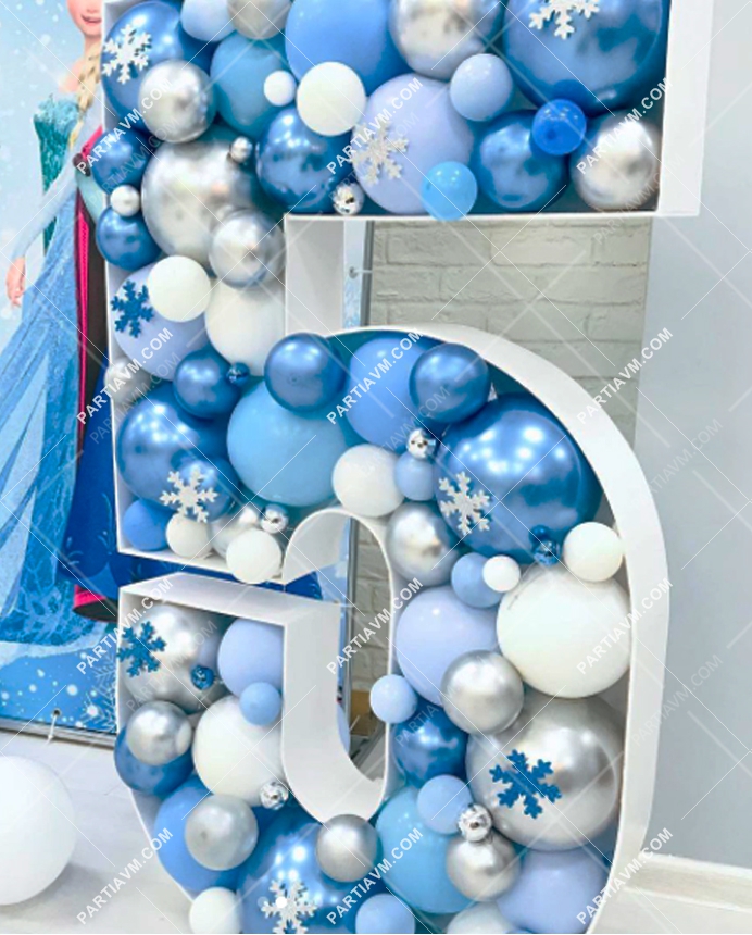 RBS3-22 Frozen Elsa Tema Dev Rakam Balon Standı Seti 120cm (Tek Rakam 1 den 9 a Yaş Seçimli)