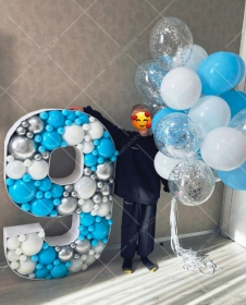 SAMM RBS3-23 Mavi Gümüş Beyaz Tema Dev Rakam Balon Standı Seti 120cm (Tek Rakam 1 den 9 a Yaş Seçimli) satın al