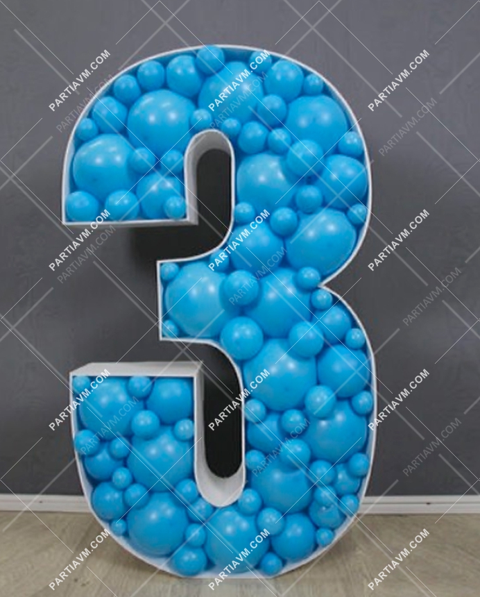RBS3-36 Mavi Tema Dev Rakam Balon Standı Seti 120cm (Tek Rakam 1 den 9 a Yaş Seçimli)