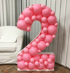 SAMM RBS5-13 Toz Pembe Tema Dev Rakam Balon Standı Seti 120cm (1 den 9 a Yaş Seçimli)