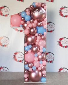 SAMM RBS6-15 Parlak Rose Gold Pembe Mavi Balonlu Dev Rakam Balon Standı Seti 120cm (1 den 9 a Yaş Seçimli) satın al