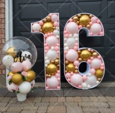 SAMM RBS6-24 Metalik Gold Pembe Balonlu Dev Rakam Balon Standı Seti 120cm (1 den 9 a Yaş Seçimli)