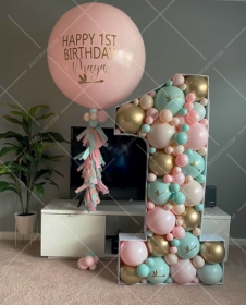 SAMM RBS6-27 Metalik Gold yeşil Pembe Balonlu Dev Rakam Balon Standı Seti 120cm (1 den 9 a Yaş Seçimli) satın al