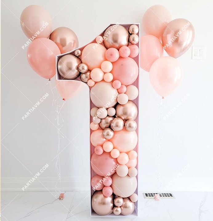 RBS6-8 Pembe Rose Gold Balonlu Dev Rakam Balon Standı Seti 120cm (1 den 9 a Yaş Seçimli)