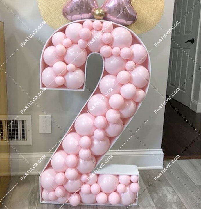 RBS8-1 Minnie Mouse Dev Rakam Balon Standı Seti 120cm (1 den 9 a Yaş Seçimli)