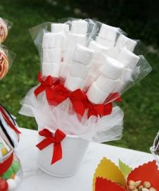Partiavm Renkli Karnaval Doğum Günü Süsleri Marshmallow Etiketli Kovada 10 Adet Kurdeleli Çubuklu İkramlık