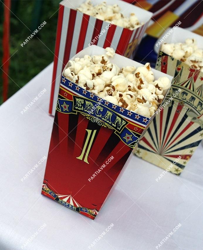 Renkli Karnaval Doğum Günü Süsleri Popcorn Kutusu 5 Adet