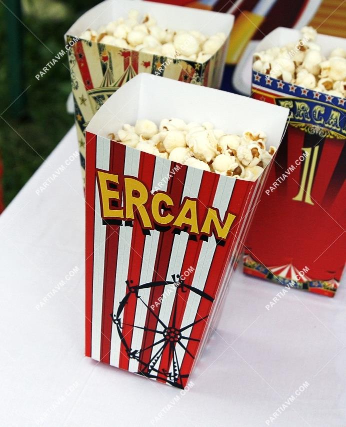 Renkli Karnaval Doğum Günü Süsleri Popcorn Kutusu 5 Adet