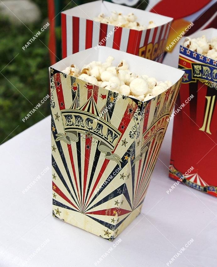 Renkli Karnaval Doğum Günü Süsleri Popcorn Kutusu 5 Adet