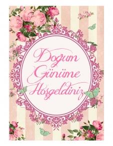 Partiavm Romantik Bahar Gülleri Doğum Günü 70x100 cm Yırtılmaz Branda Afiş