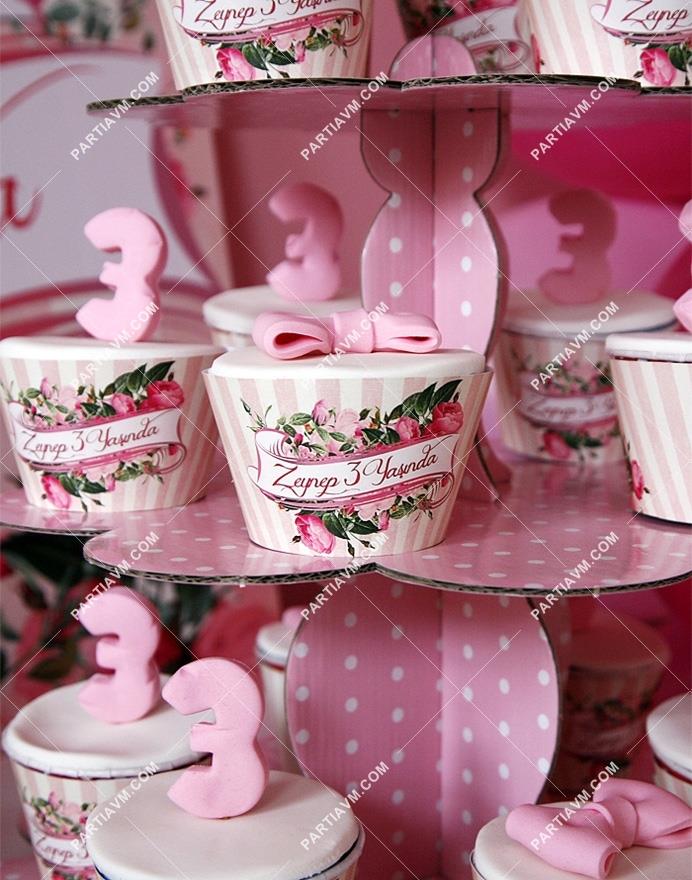 Romantik Bahar Gülleri Doğum Günü Cupcake Sargısı 10 Adet