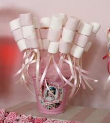 Partiavm Romantik Bahar Gülleri Doğum Günü Marshmallow Etiketli Kovada 10 Adet Kurdeleli Çubuklu İkramlık satın al