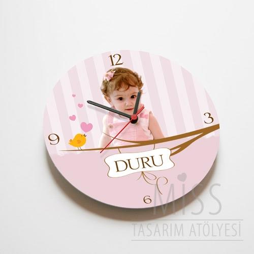 Romantik Kuş Ailesi Doğum Günü Süsleri Duvar Saati 27cm