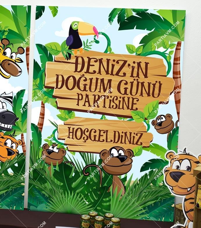 Safari Doğum Günü 70x100 cm Katlanmaz Pano Afiş