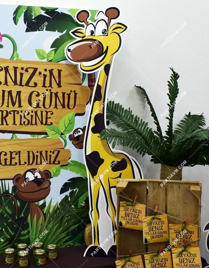 Safari Doğum Günü 95 cm Zürafa Dekor Pano