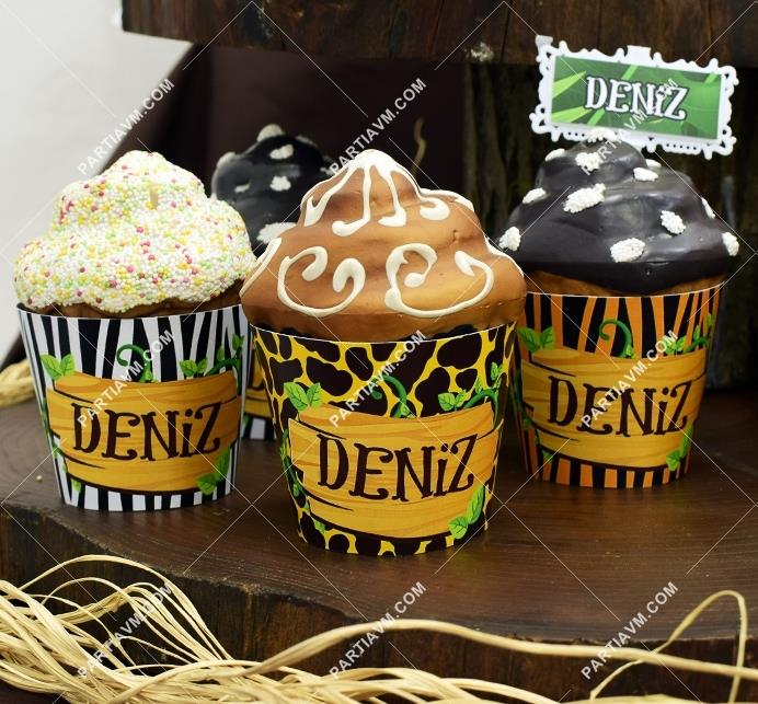 Safari Doğum Günü Cupcake Sargısı Karışık Desenlerde 10 Adet