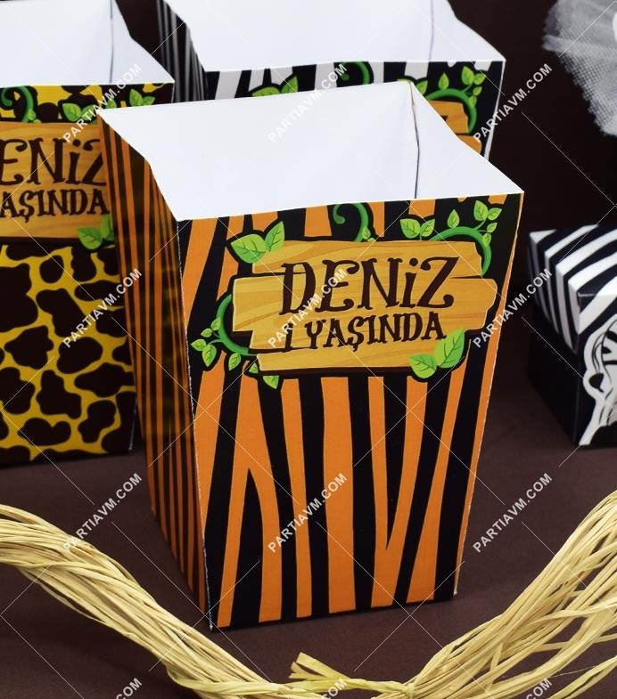 Safari Doğum Günü Popcorn Kutusu 5 Adet