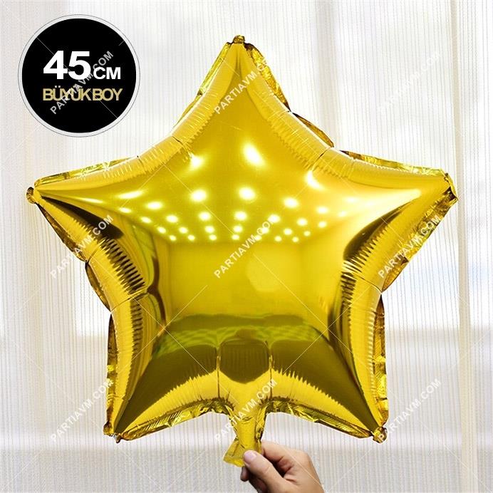 SAMMFBYA1 Altın Yıldız Folyo Balon Büyük Boy 45cm