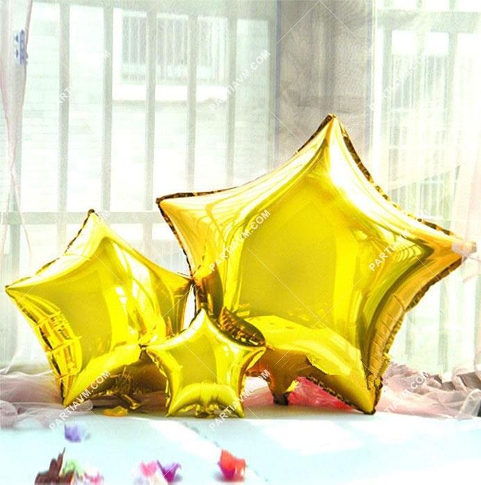 SAMMFBYA2 Altın Yıldız Folyo Balon Orta Boy 25cm