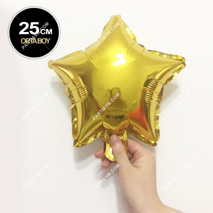 SAMMFBYA2 Altın Yıldız Folyo Balon Orta Boy 25cm