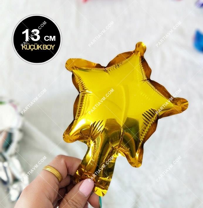 SAMMFBYA3 Altın Yıldız Folyo Balon Küçük Boy 13cm