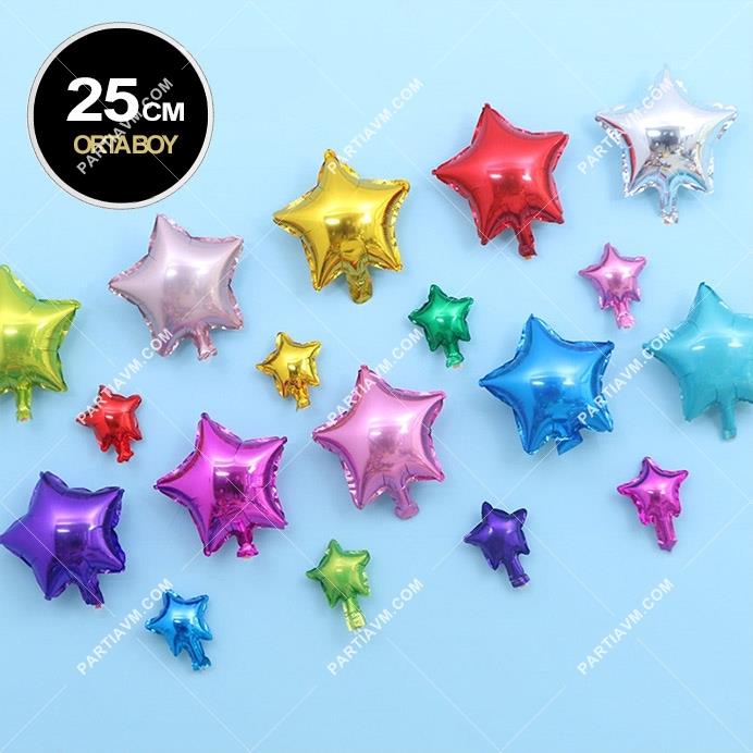 SAMMFBYG5 Yıldız Folyo Balon Orta Boy Renk Seçimli 25cm