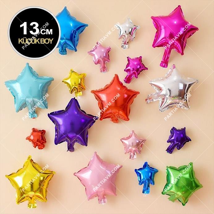 SAMMFBYG6 Yıldız Folyo Balon Küçük Boy Renk Seçimli 13 cm