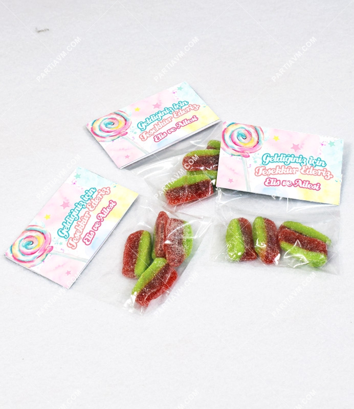 Şeker Temalı Kız Doğum Günü Hediyelik Poşette Jelly Karpuz Yumuşak Şekerleme