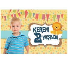 Partiavm Sevimli Aslan Doğum Günü 120x85 cm Büyük Boy Kağıt Afiş