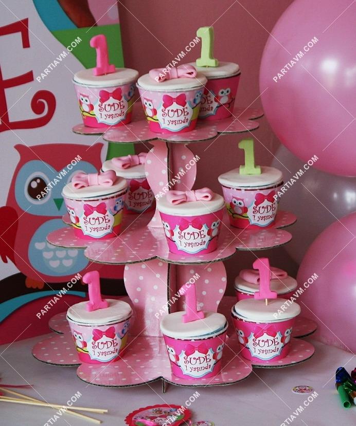 Sevimli Baykuş Doğum Günü Süsleri Cupcake Sargısı 10 Adet