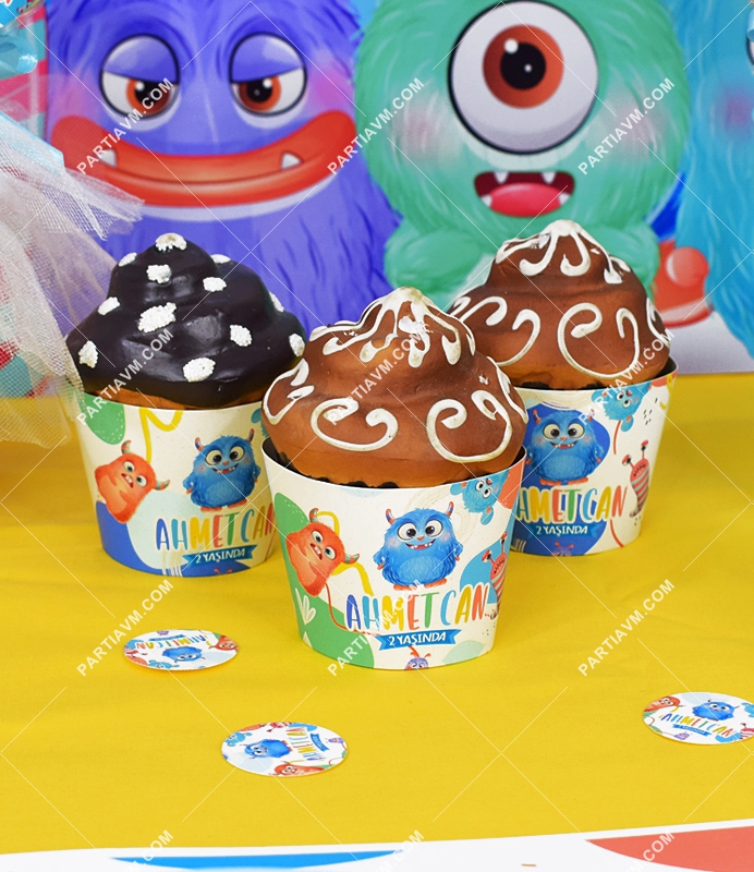 Sevimli Canavarlar Doğum Günü Süsleri Cupcake Sargısı 10 Adet