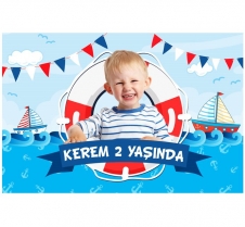 Partiavm Sevimli Denizci Doğum Günü 120x85 cm Büyük Boy Kağıt Afiş satın al