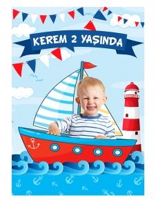 Partiavm Sevimli Denizci Doğum Günü 70x100 cm Yırtılmaz Branda Afiş satın al