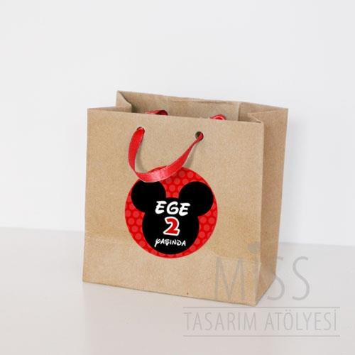 Sevimli Fare Doğum Günü Süsleri Hediye Çantası Etiketli Kurdeleli 10 X 10 cm 5 Adet