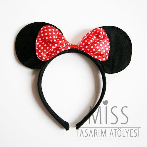 Sevimli Fare Doğum Günü Süsleri Minnie Mouse Kulaklı Taç