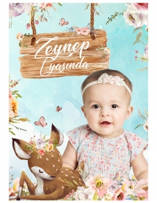Partiavm Sevimli Karaca Doğum Günü 70x100 cm Yırtılmaz Branda Afiş satın al