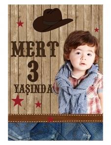 Partiavm Sevimli Kovboy Doğum Günü 70x100 cm Yırtılmaz Branda Afiş satın al