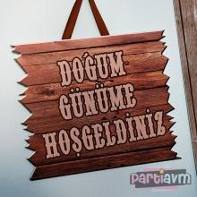 Partiavm Sevimli Kovboy Doğum Günü Süsleri 40X35 cm Pano Kapı Süsü Asma Kurdeleli satın al